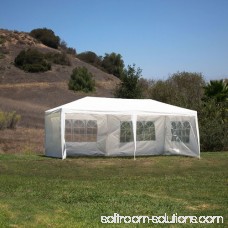 BELLEZE Large Heavy Duty Wedding Event Gazebo Blue Canopy 10x20 Foot Party Tent Side Walls Removable Pop Up